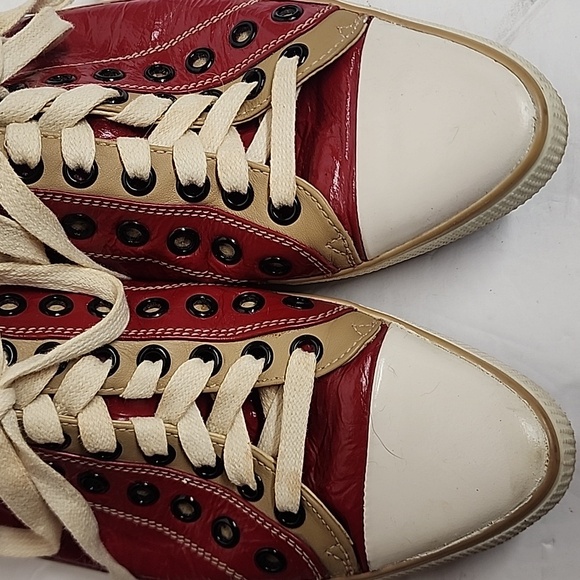 DAPPER Vintage RARE FIND, unique, pointed toe red & tan shoes. RETRO! 50's Sz 41 - Picture 3 of 11